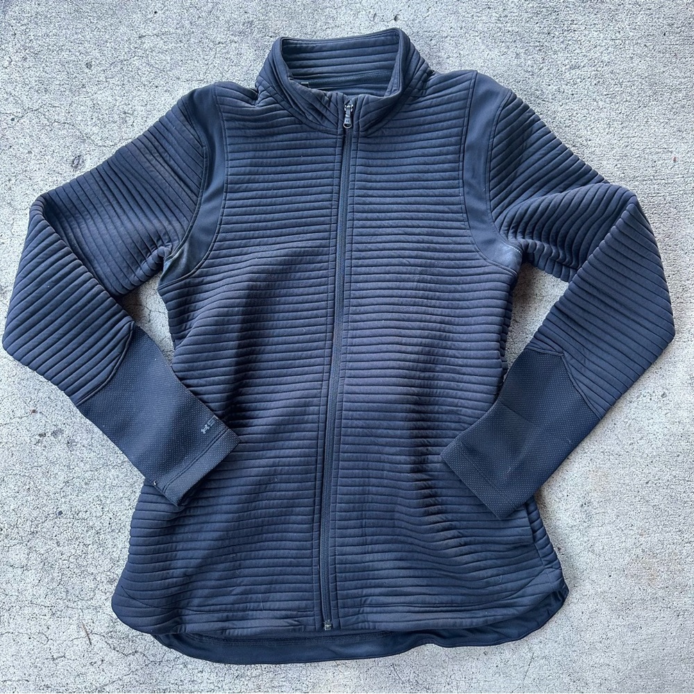 Under Armour Black Ribbed Golf Full Zip Jacket Size M